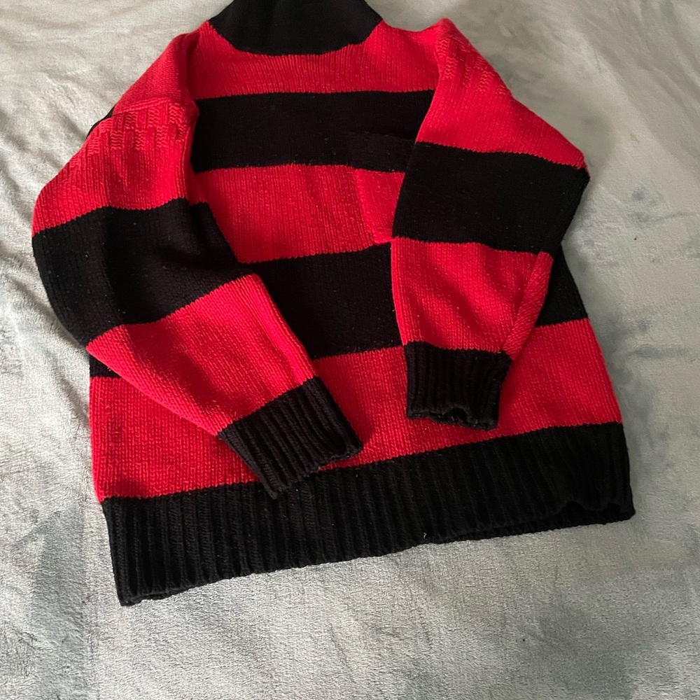 Gently Loved Red and Black Sweater with Small Pocket